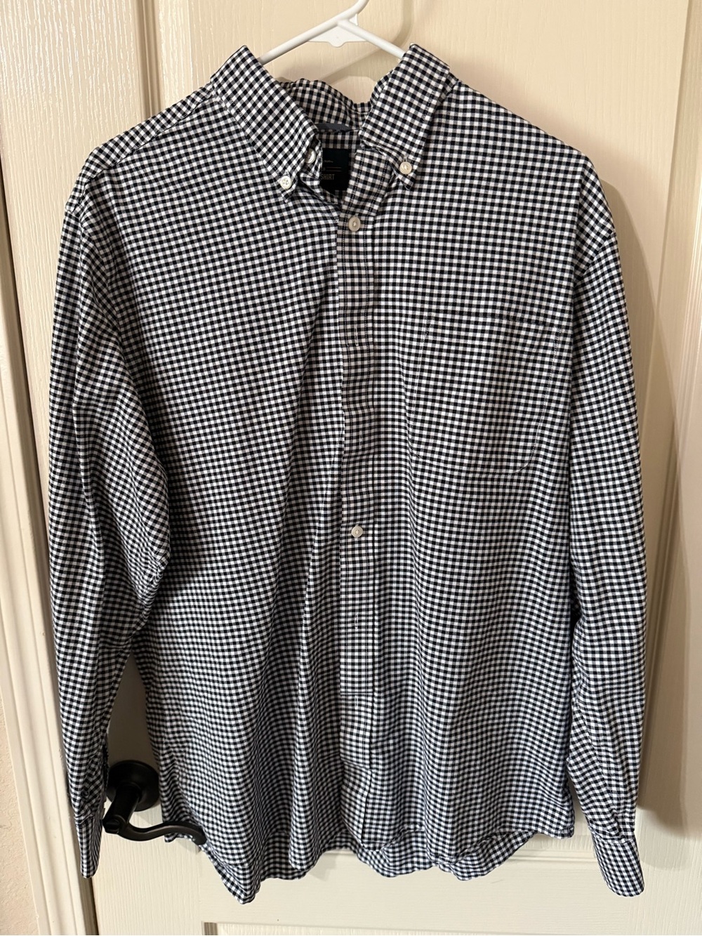 Men's Black and White Gingham Button-Down Shirt